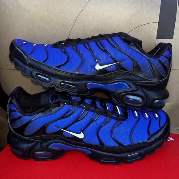NEW Nike Air Max Plus Premium Black Racer Blue FQ7331-001 Men Size 10 main image 5